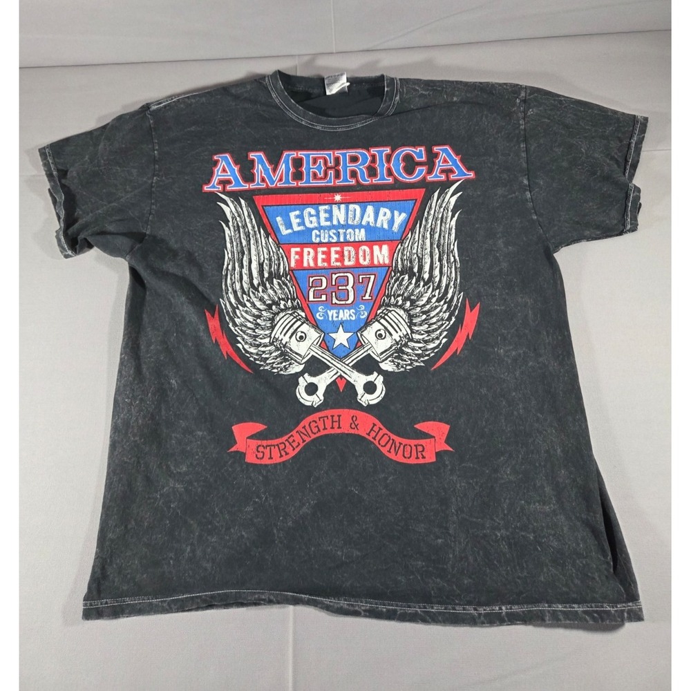 Fruit Of The Loom Shirt Mens 2 Extra Large Gray Acid Wash America Legend Racing